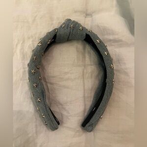 Lele Sadoughi Denim Headband with Silver Star studs